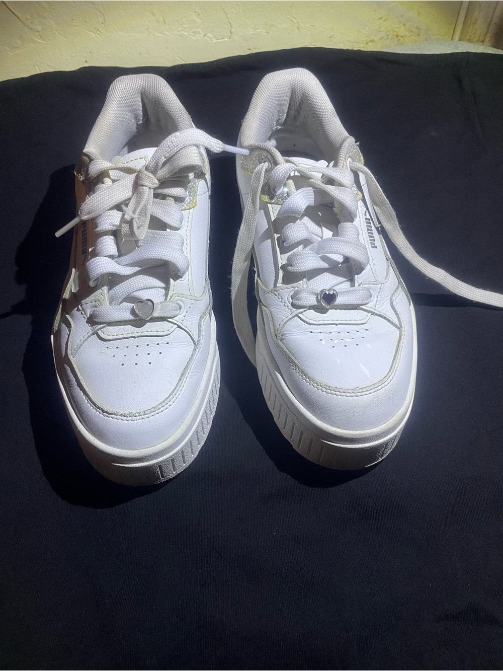 PUMA SZ 6 White Low Top Lace-Up Athletic Sneakers Solid Code 399167-01